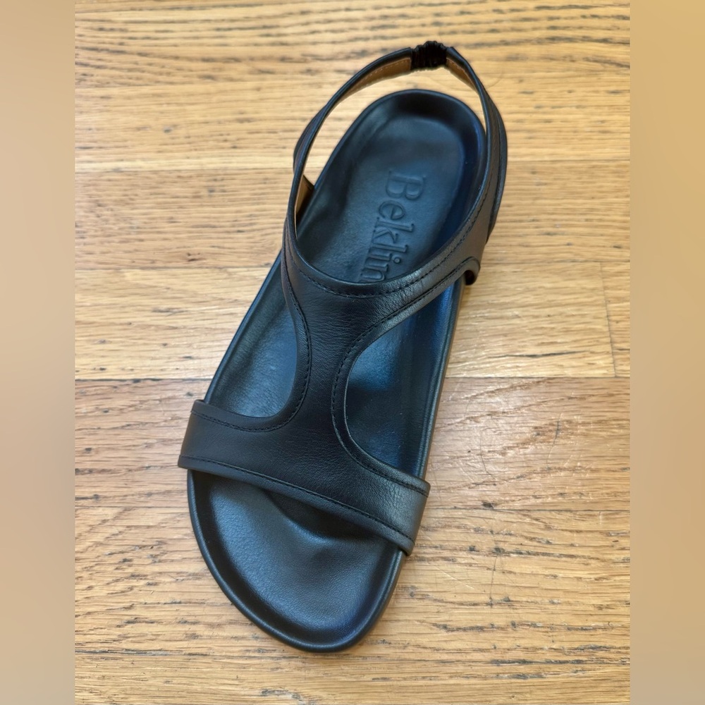 Beklina Gubi Black Leather Sandals - Size 7